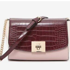 Aldo Thilamas Crossbody Bag, Burgundy/Pink/Off-white with Gold chain accents